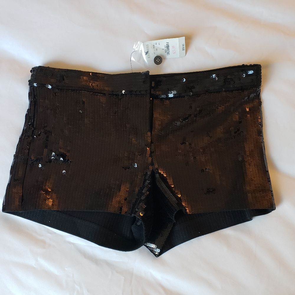 NWT Express Black Sequin Shorts